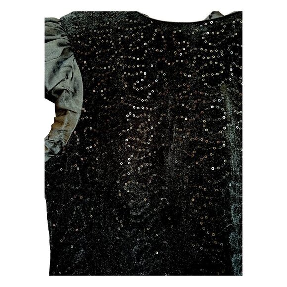 NWT Nanette Nanette Lepore Embroidered Black Velvet Silk Top Back Bow Sz Medium - Picture 12 of 14